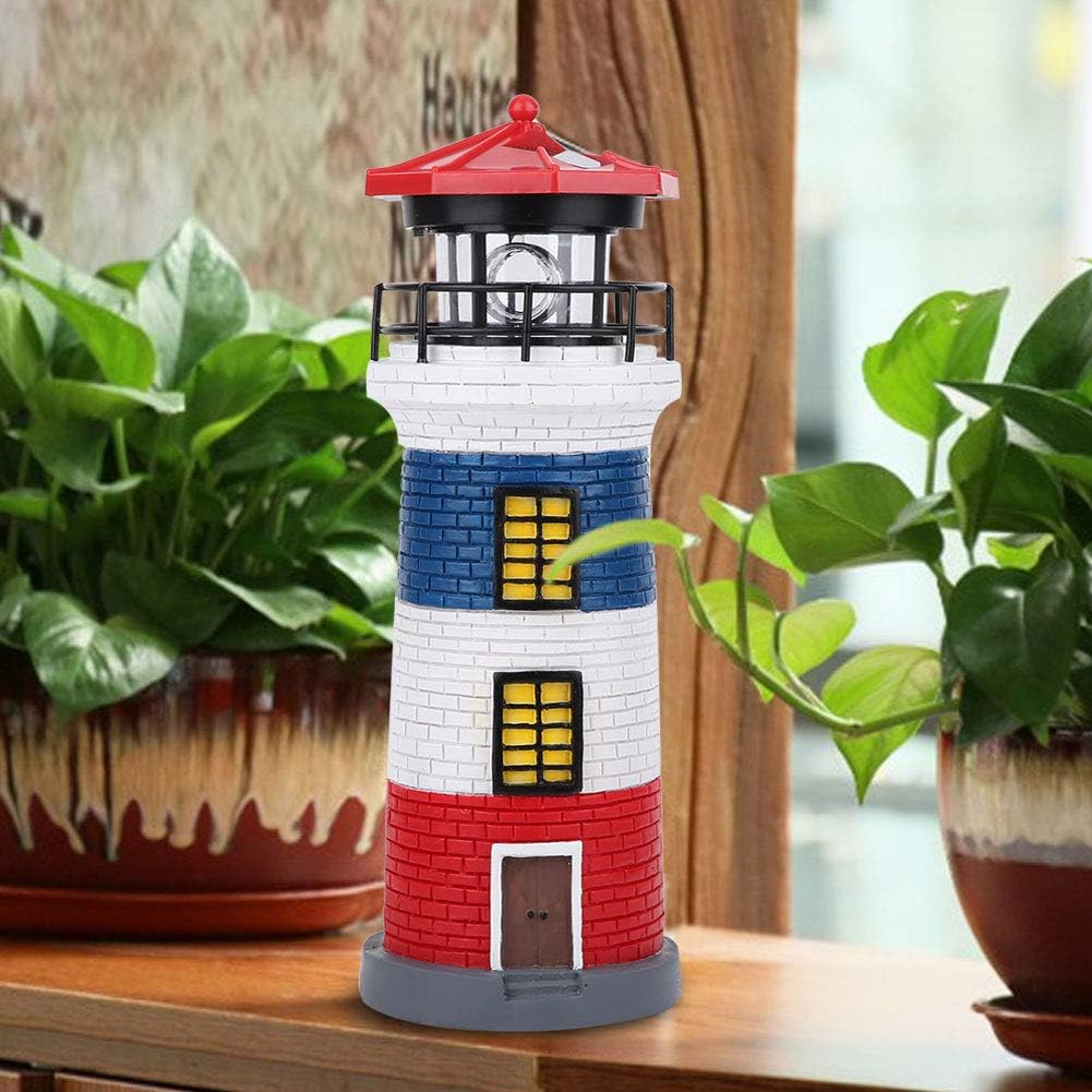 Solar Lighthouse Outdoor Garden Light with Rotating LED
