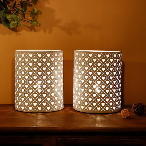 Battery Powered Heart Wall Sconce Table Lamp Set of 2
