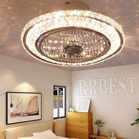 Invisible Ceiling Fan Light with Remote Control - 50cm LED Silent Fan