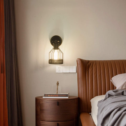 Wall Lights Industrial Lighting, Bathroom Indoor Cage Light Fixture, Metal Shade with Black Finish,Vintage Wall Sconces Home Retro Lights