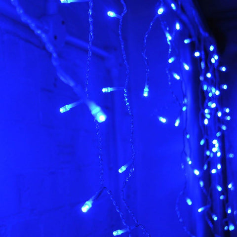 Safe Voltage Blue 400 LED Icicle Christmas Fairy Lights 10M – 80 Drops, 8 Modes, Memory & 8-Hour Timer - Turn Your Home Into a Blue Christmas Glow
