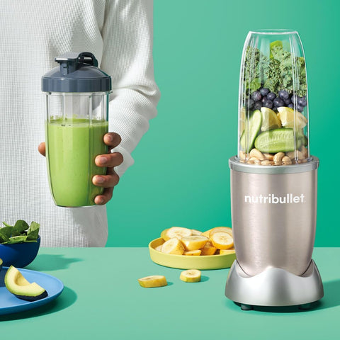 Blender 900 Series 8-Piece Set – 24,000 RPM High-Speed Extractor, 900W Personal Smoothie Maker with Oversized & Tall Cups, Lids & Handled Ring – Champagne