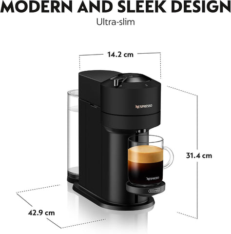 Vertuo Next Coffee Machine by De'Longhi – 6 Cup Sizes, 30+ Coffee Varieties, Capsule Set Included, Matte Black