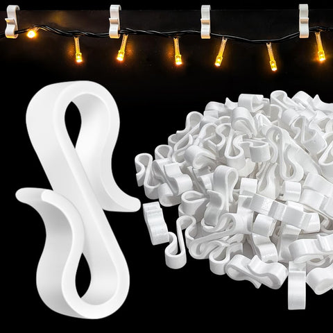 160 Pack Gutter Clips for Outdoor String Lights – S-Shaped Hooks for Christmas, Fairy, Festoon & LED Rope Lights – Line Your Outdoor Space with Lights Without Drilling