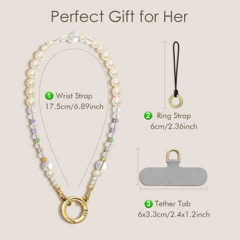 Phone Charm Pearl Crystal Beaded Strap