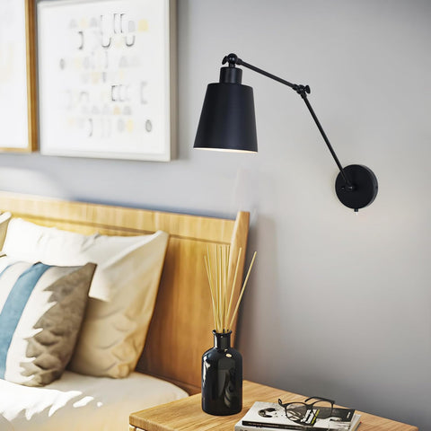 Vintage Wall Sconce Black Swing Arm Wall Light Industrial Wall Light for Restaurants Galleries Living Room Black E27