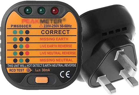 Automatic Electric Socket Tester Outlet Tester Polarity Check Meter Neutral Live Earth Wire Testing with UK Plug