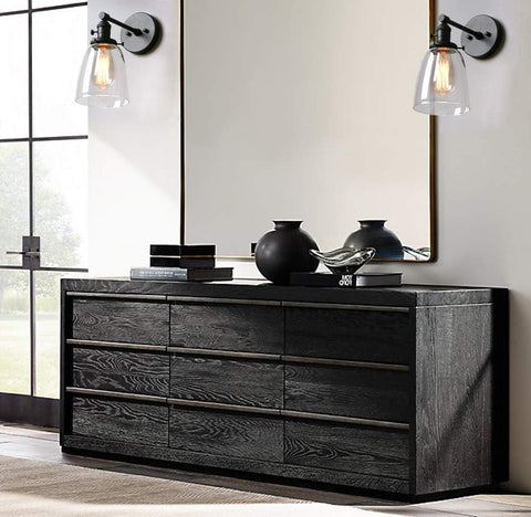 Vintage Industrial Glass Wall Sconce Black E27