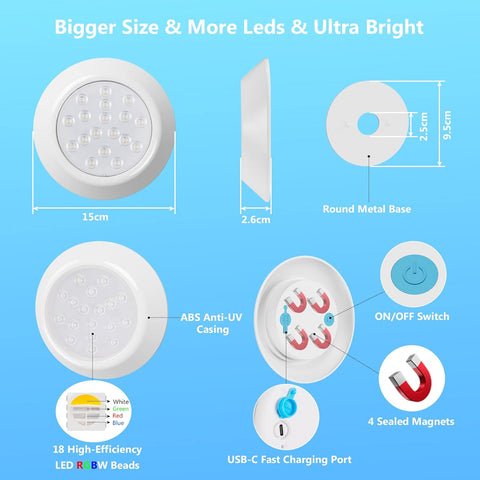 LyLmLe Magnetic Submersible LED Pool Lights RGBW 2 Pack