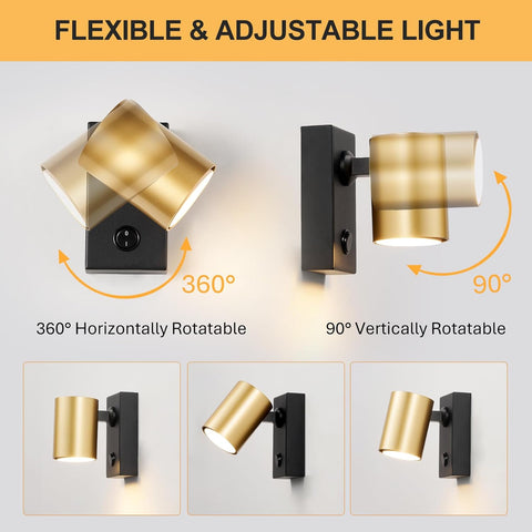Adjustable GU10 Wall Spotlight Matt Black & Gold