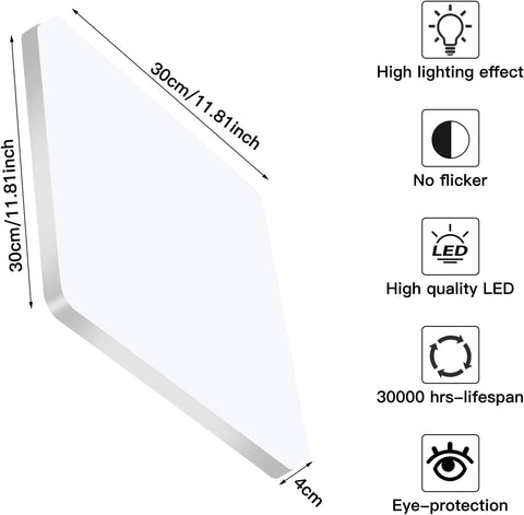 48W LED Square Ceiling Light 30x30cm White Flush Mount - Give a New Look To Your Room - Make a Dull Room Feel Fresh
