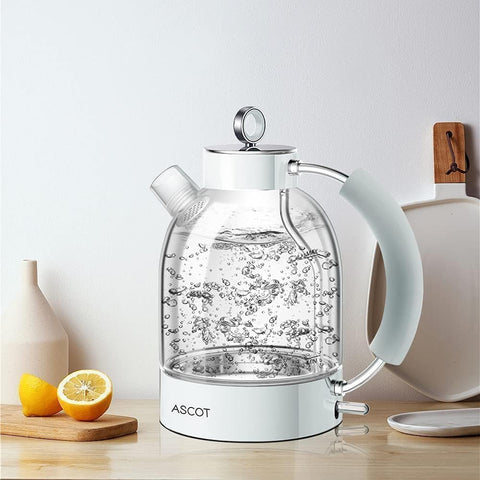 Electric Kettle 1.5L Glass Tea Kettle Rose Gold – Fast Boil, BPA-Free, Auto Shut-Off, Boil-Dry Protection, Gift for Home & Office