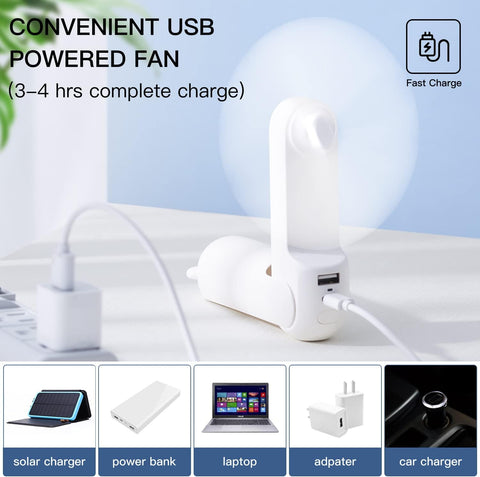 Portable Handheld Fan with 4500mAh Powerbank, Folding Mini USB