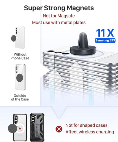 YOSH Magnetic Car Phone Holder for Air Vent – Blue, Strong Magnets
