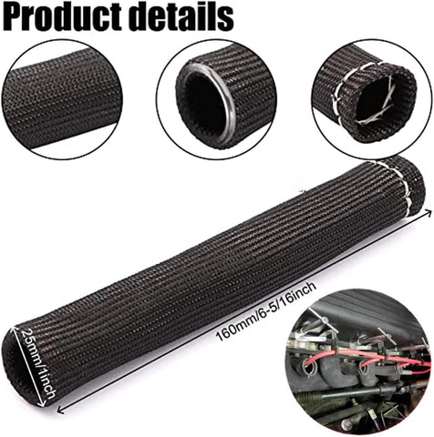 Spark Plug Wire Boots Thermal Protection Insulator Sleeve, 1200 Degree Heat shield Cover Wrap 6 inch for Car Truck 8PCS(black)