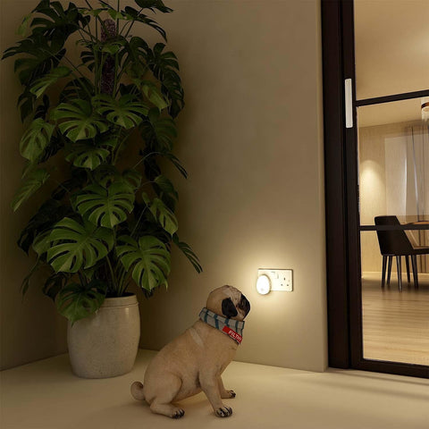 Motion Sensor Night Light Plug-in – Dimmable Warm White LED with Smart Auto On/Off, Adjustable Brightness, Wall Plug Light for Bedroom, Nursery, Stairs, Hallway – 2 Pack, UK Plug