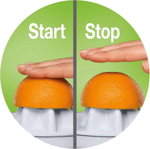 Braun CJ3000 Electric Citrus Press – 350ml Bowl with Scale, Adjustable Pulp Control, Auto Start/Stop, Dishwasher Safe – White