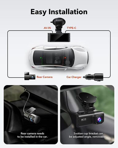 REDTIGER F7NP 4K Dual Dash Cam Front and Rear with STARVIS 2 Sensor, Wi-Fi 6 5.8 GHz App Control, Built-in GPS, 24-Hour Parking Mode, 170° Wide Angle, Free 128GB Card Included
