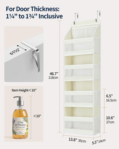 Yecaye 5-Tier Over Door Storage Organiser, Grey – Hanging Shelves with Mesh Windows for Space-Saving Home Organisation