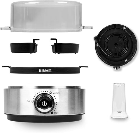 Electric Egg Boiler EB40 BK – 7 Egg Capacity Automatic Steamer & Poacher 400W-Stain Steel & Black