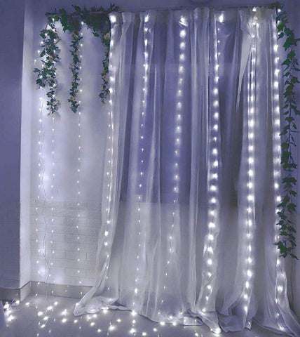 LED Curtain Fairy Twinkle Lights 3x3m 300 LEDs – Cool White – Unihoh