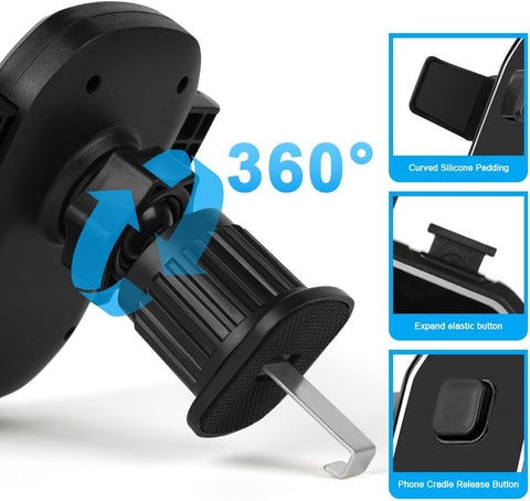 AXFEE Black Car Phone Holder – 360° Rotation & Secure Air Vent Mount