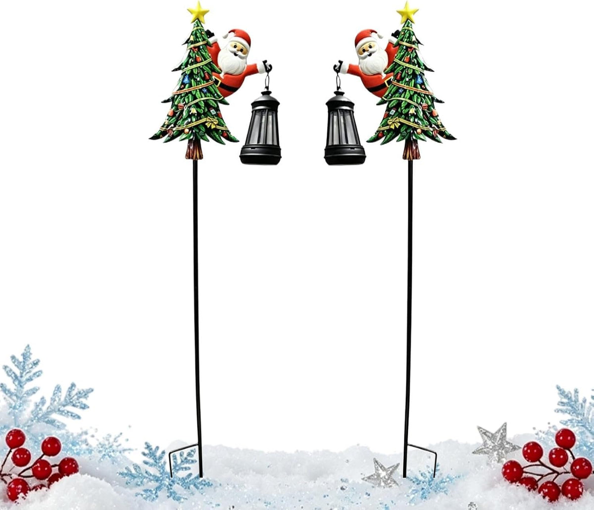 Christmas Solar Stake Light Santa Tree Festive Path Lighting