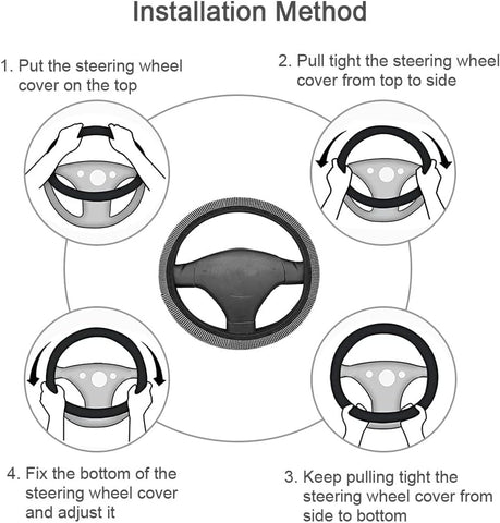 Silver Bling Crystal Steering Wheel Cover – Universal 36-38cm Fit