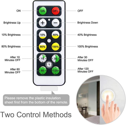 6 Pack Wireless Under Cabinet LED Puck Lights with Remote Control – Dimmable Battery Powered Cupboard, Wardrobe & Kitchen Lights - Put the Right Light Exactly Where You Need It