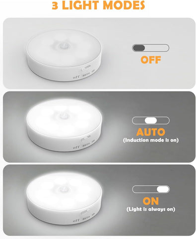 6 Pack Motion Sensor Lights Indoor – USB Rechargeable Magnetic Cupboard & Stair Lights with 3 Modes for Kitchen, Wardrobe, Hallway & Under Cabinet - Light Up the Dark Spots Before You Reach for the Switch