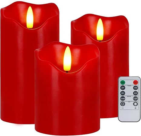 Halloween Flickering Flameless Candles, Set of 3 Candle Lamp with Remote Maple Leaf Battery Operated LED Candle with Timer, Real Wax Pillar Candles Lights Decor for Halloween Fall Thanksgiving Home