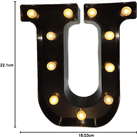 Black Alphabet Marquee Letters LED 26 Alphabet Light Up Letters with Diamond Bulb Battery Powered for Wedding, Birthday, Christmas, Home, Bar Decoration, Party Night Light