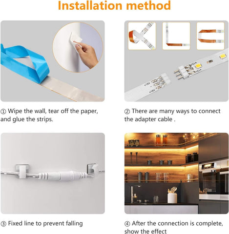 Under Cabinet LED Strip Lights Kit 3m Warm White Dimmable with Remote