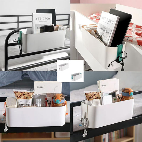 leobodecap 2-Piece Hanging Bedside Organiser – ABS Plastic Bed Shelf with Detachable Hooks for Phones, Books & Everyday Essentials – Keep Your Bedside Clutter Within Reach