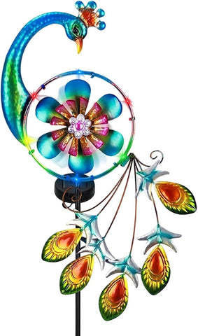 Solar Garden Lights - Decorative Metal Windmill with F