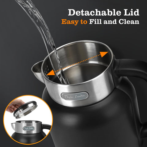 Taylor Swoden 1.7L Electric Kettle – Variable Temperature Control, LED Display, Fast Boil, Double Wall, Keep Warm, Black