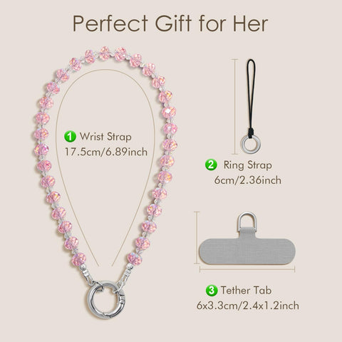 Phone Charm Bling Pink Crystal Strap