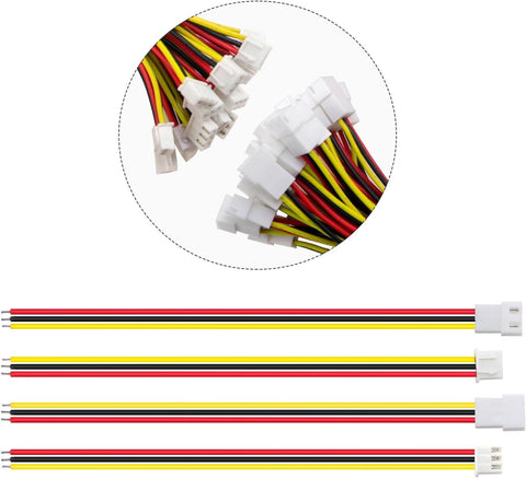 Lyeteung 20 Pairs Mini Micro JST-XH 2.54 Plug Connector, JST 3 Pin Micro Electrical Male and Female Connector Plug Wire Cable, with 150mm 22AWG Wire