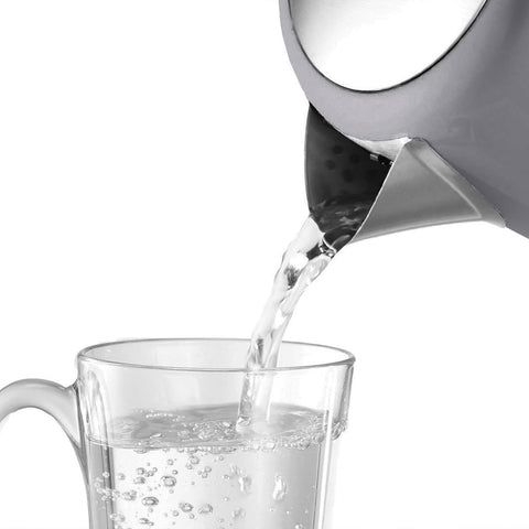 Equip 1.7L Electric Kettle - 3kW Rapid Boil, Stainless Steel, Removable Limescale Filter, Grey