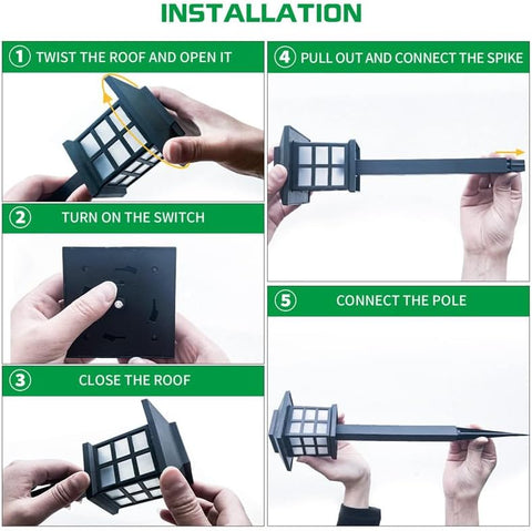 6 Packs of LED Solar House Lights, Outdoor Courtyard Decoration Floor Plug-in Warm Light, Wireless Dusk to Dawn Waterproof Garden Road Landscape Lights.
