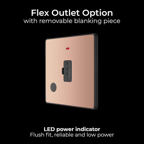 Unswitched Fused Connection Unit with LED Indicator Copper