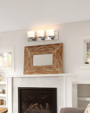 3-Light Nickel Wall Sconce with Frosted Glass Shades