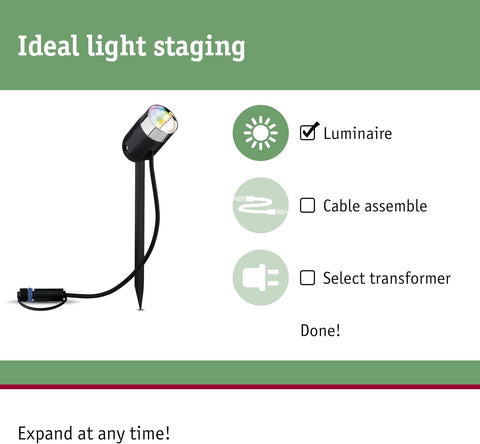 Paulmann Plug & Shine LED Garden Spotlight, Pike, 4.5W, 3000K, Anthracite