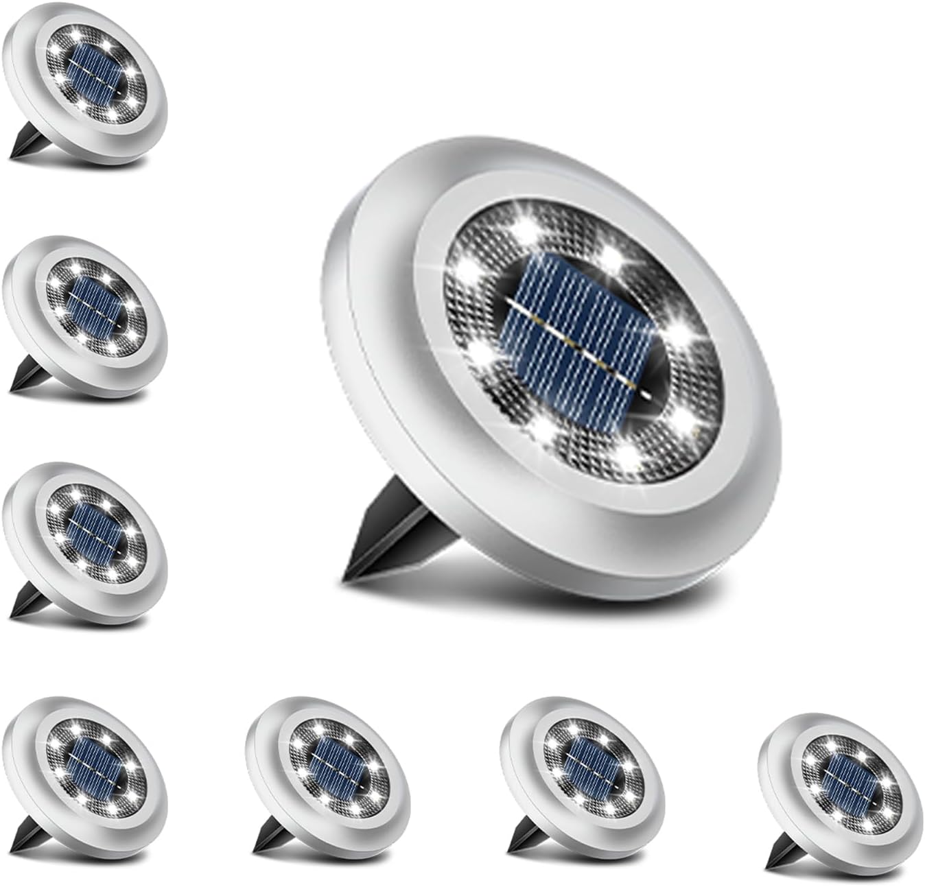 OULONGER 4.6inch Solar Ground Lights 10Packs, Garden Solar Outdoor Waterproof Pathway Bright In-Ground Landscape Lights for Patio, Lawn, Yard, Driveway, Step and Walkway(Warm Light)