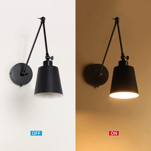 Vintage Wall Sconce Black Swing Arm Wall Light Industrial Wall Light for Restaurants Galleries Living Room Black E27