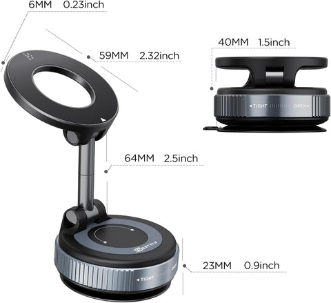 Vmag-S1 Black Vacuum Magnetic Phone Holder for Car 360° Rotatable