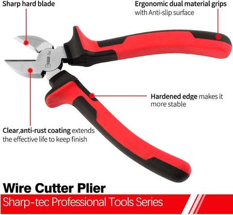 Sharp-tec 160mm Diagonal Side Cutters 4-Pack
