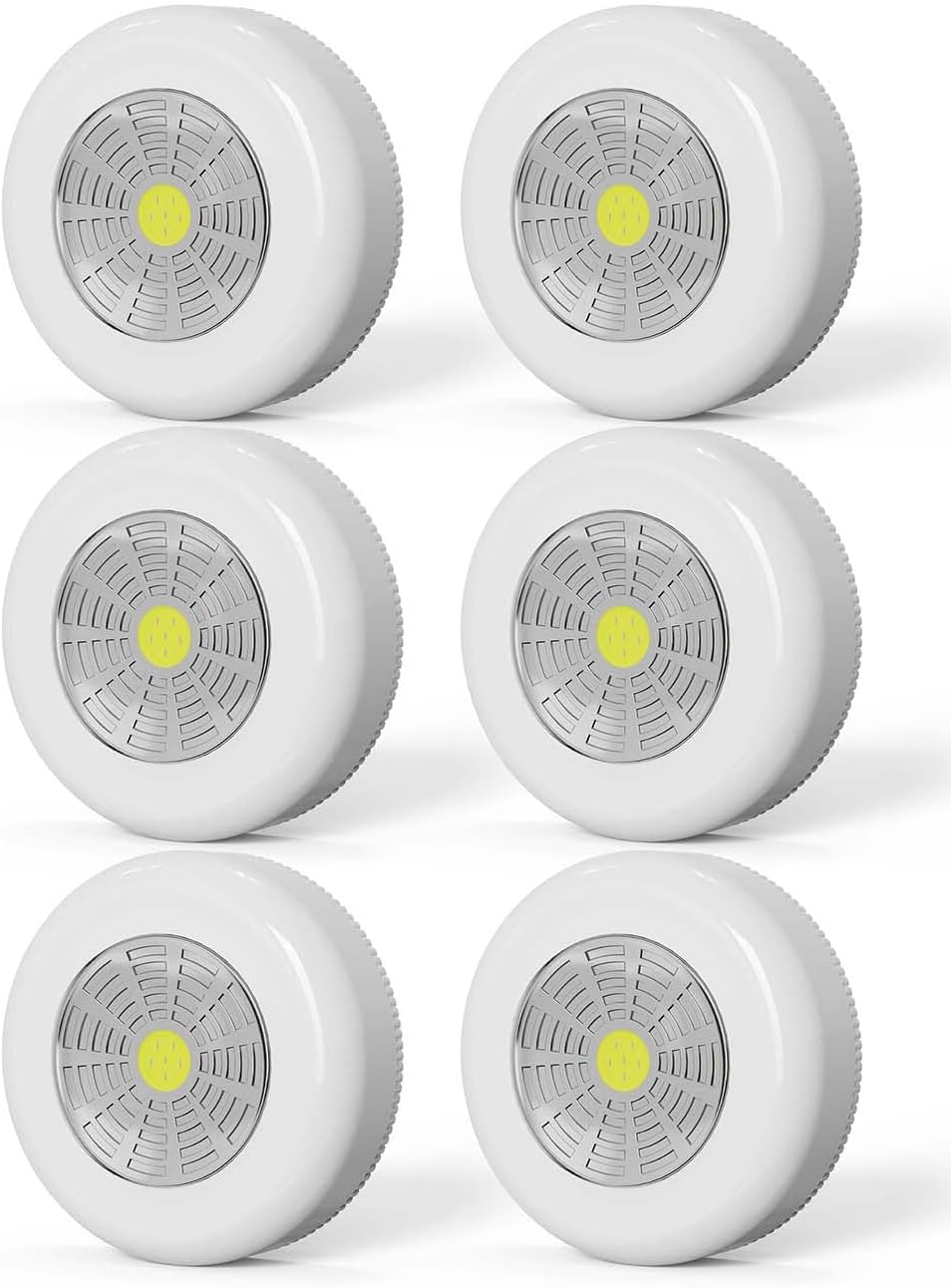 6 Pack Battery Operated Push Lights – Cordless LED Stick-On Lights for Cupboards, Wardrobes, Cabinets & Shelves - Brighten Dark Spaces Without Wires or Drilling