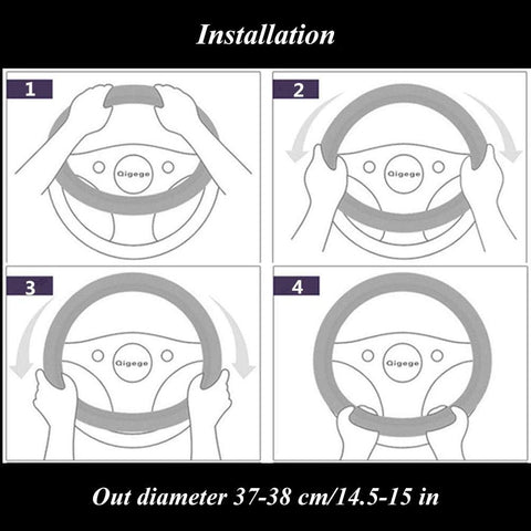 Car Steering Wheel Cover Leather – Universal Soft Microfiber, Black