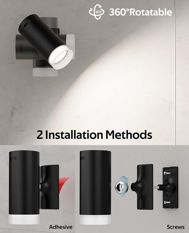 Battery Operated Wall Lights, Rechargeable Indoor Touch Dimmable with Remote Control, Magnetic Wall Sconce Lights, Black Wireless LED Decor Lighting, 3000mAh